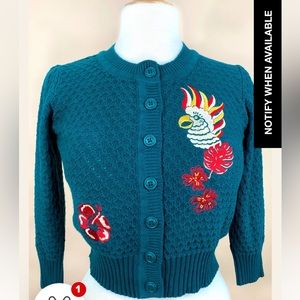 Mischief made size medium - COCKATOO CROPPED CARDIGAN IN PEACOCK